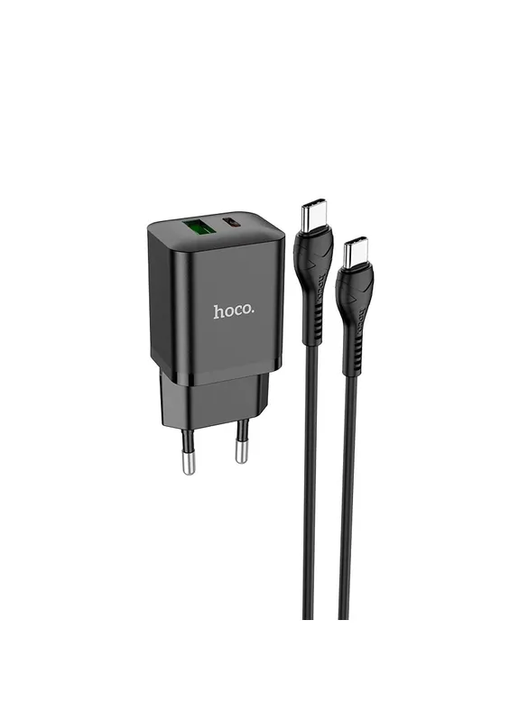 Адаптер мережевий Type-C to Type-C Cable founder charger set N28 |1USB/1Type-C, 20W/3A, PD/QC| White Hoco (408087854)