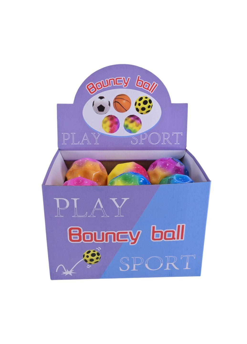 Дитячий стрибучий м'яч зі світлом Bouncy Graviti 8 см, 12 шт у коробці - No Brand PR2452 (371927328)