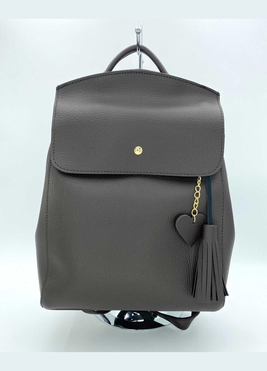 Жіночий міський рюкзак трансформер з екошкіри «Серце» коричневого кольору WeLassie (298568039)