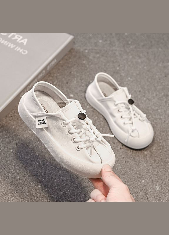 Белые кеды детские однотонные с белой подошвой sports ( ) (16965) Qoopixie