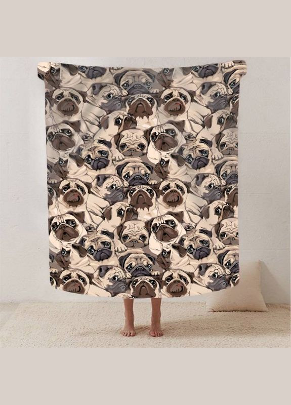 Плед 3D Пухнастий світ мопсів 12911 135х160 см FlexDress (364493424)