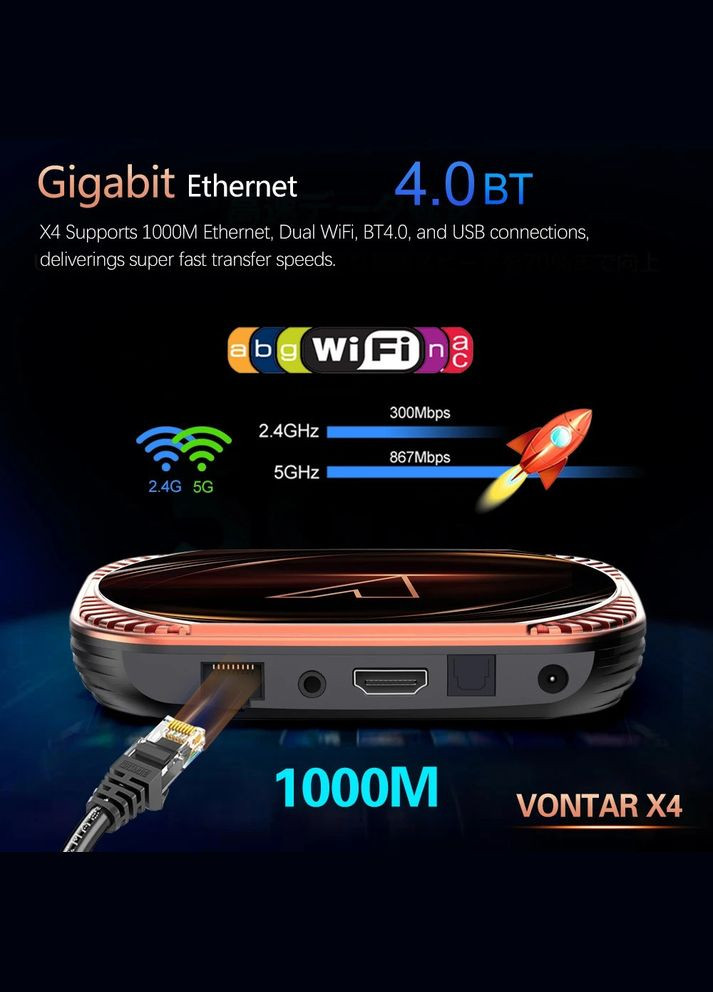 Смарт ТВ приставка X4 4/32 Smart TV Amlogic S905X4 Vontar (300577645)