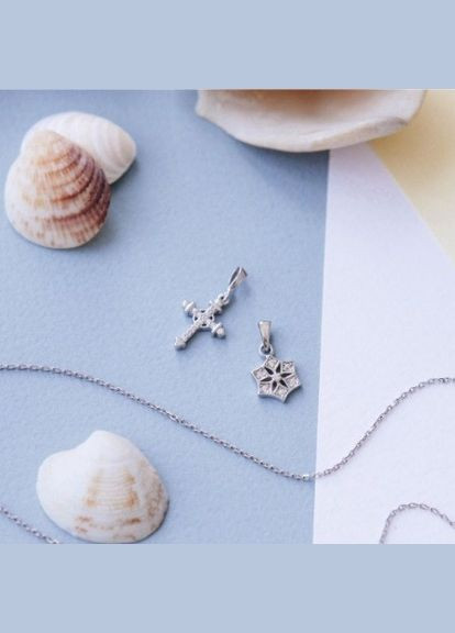 Серебряный крестик с фианитами. No Brand (354721474)