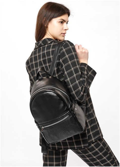 Жіночий міський рюкзак Чорний з принтом крокодила (6870251235) Sambag (361244711)