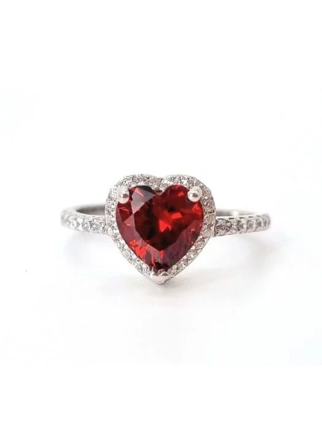 Серебряное кольцо "Красное сердце" 16р UMAX (291883858)