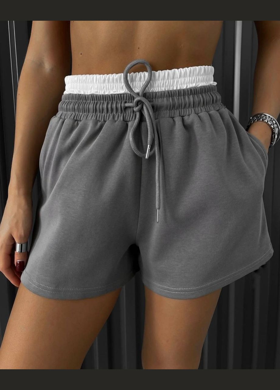 Стильные женские шорты с двойным поясом Україна (332621101)