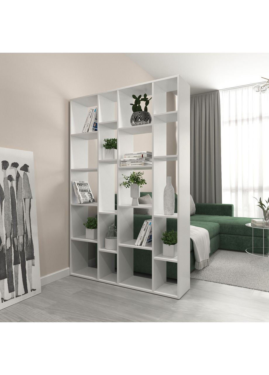 Стелаж D-2, книжкова полиця з 20 комірками, стелаж з ЛДСП для дому, іграшок та декору, 117×30×178 см VAYS (373315230)