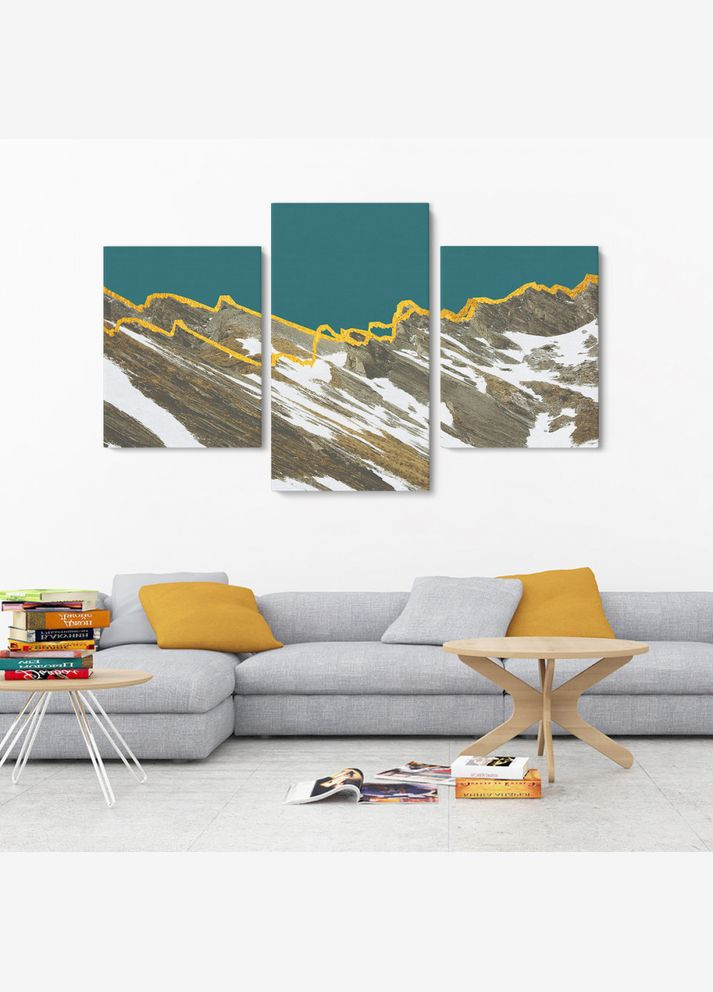 Модульная картина из трех частей Заснеженные Альпы 141x90 см (MK322012) Malevich Store (333338852)