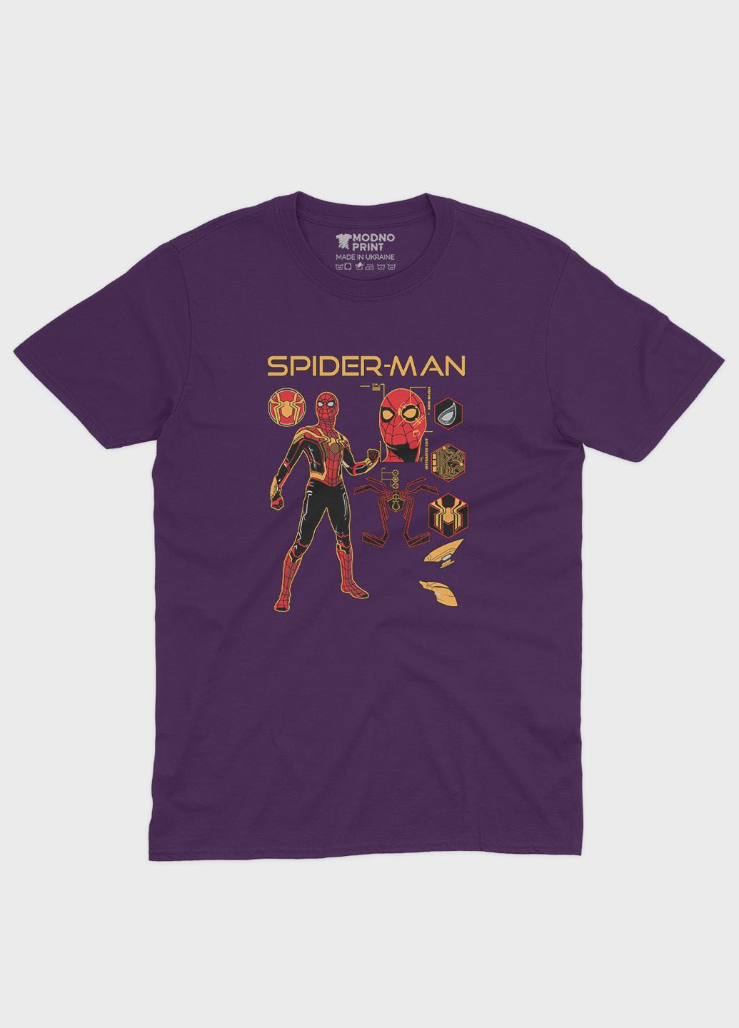 Фиолетовая демисезонная футболка для девочки с принтом супергероя - человек-паук (ts001-1-dby-006-014-095-g) Modno