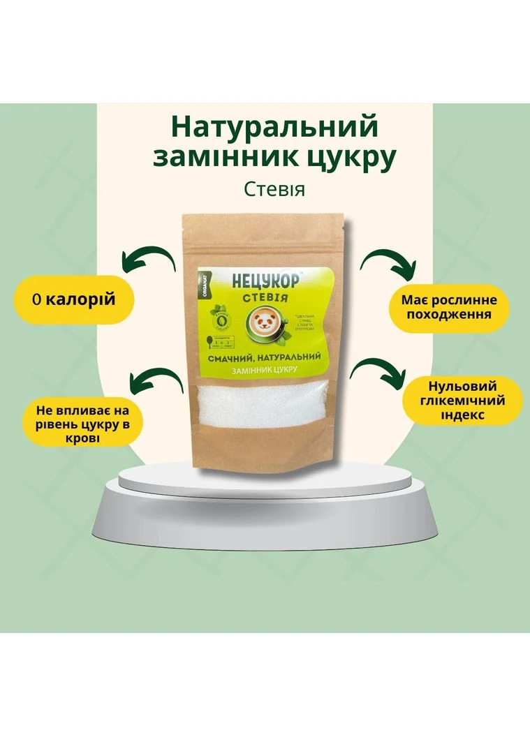 Натуральний замінник цукру Стевія з Еритритолом (1:4) ТМ НЕЦУКОР, для схуднення, дієтичного харчування 150 г No Brand Модель (391325365)