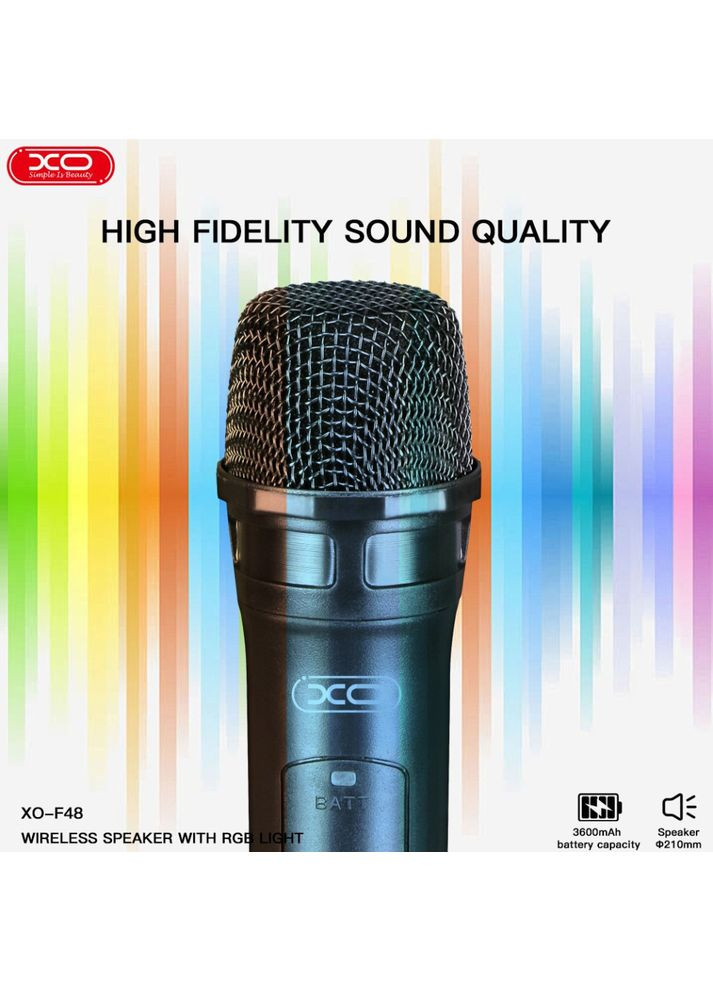 Портативна колонка F48 Dual Wheat 8inch Phantom RGB 40W з 2-ма мікрофонами (з дистанційним керуванням) (29,8*29,8*43,5 см) XO (369158158)