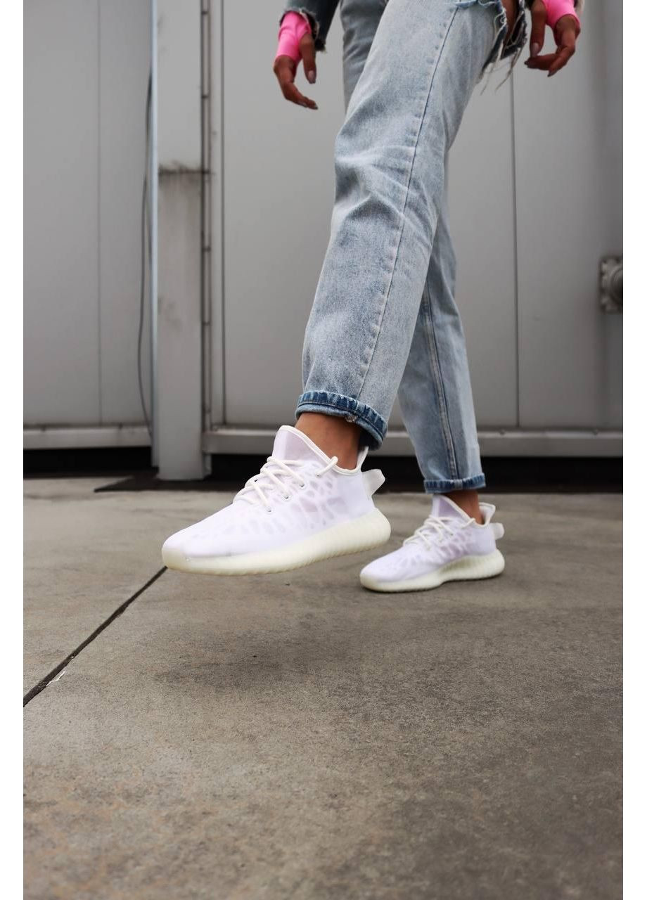 Білі Осінні кросівки чоловічі adidas yeezy boost 350 v2 mono white адідас ізі буст No Brand