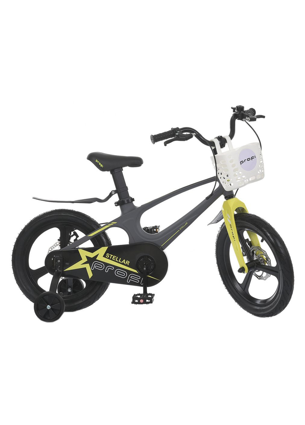 Велосипед дитячий PROFI 18 дюймів STELLAR з бічними колесами магнієва рама та вилка кошик дискові гальма Сірий (MB 181020-3) PROF1 (363263530)