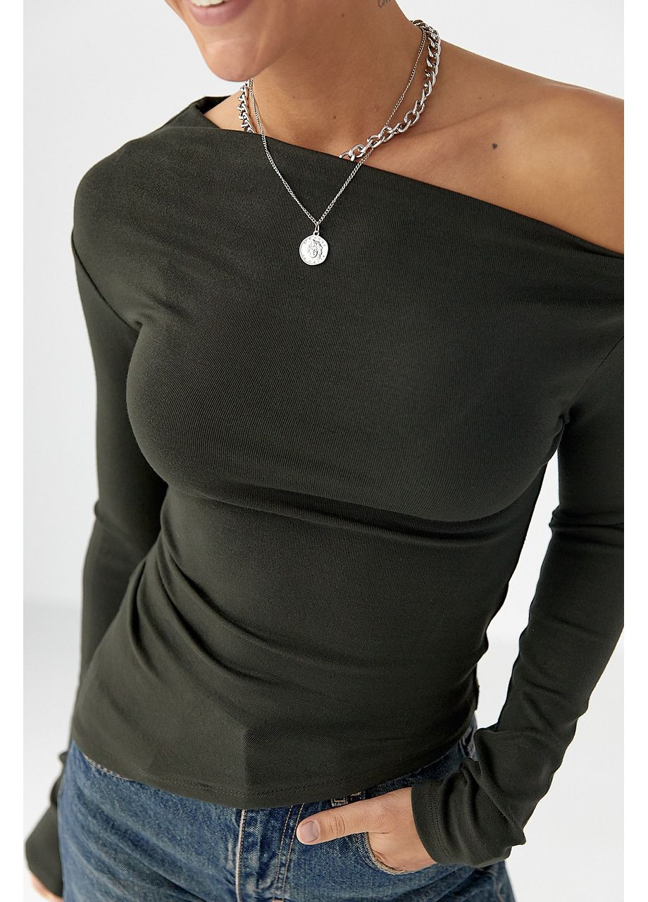 Ассиметричный лонгслив с открытым плечом Lurex (362622483)