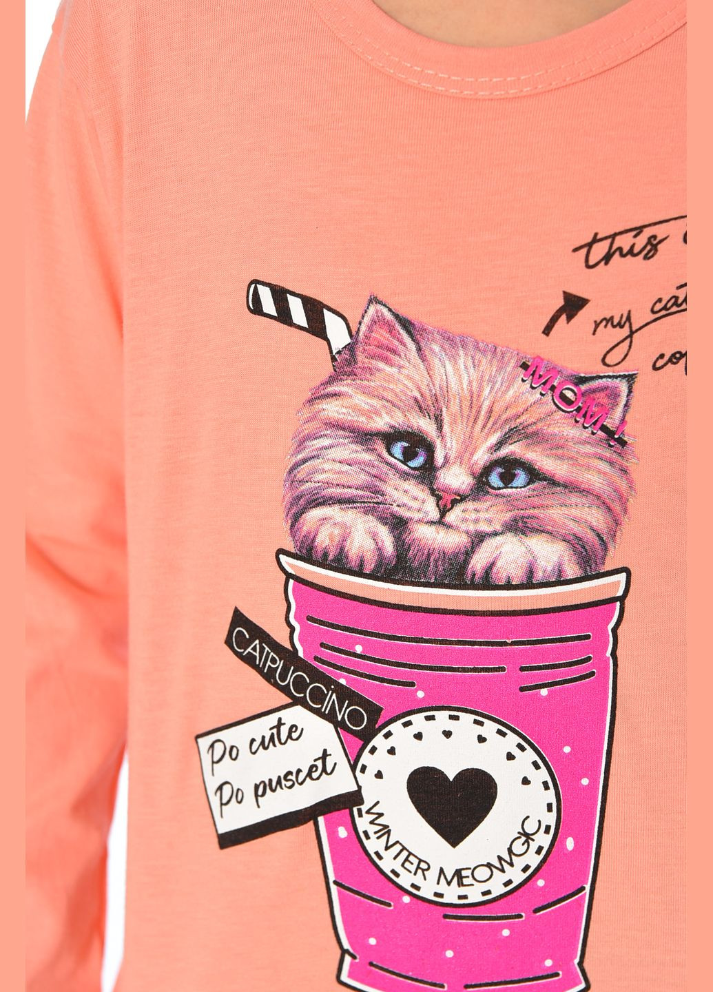 Лонгслів дитячий для дівчинки персикового кольору Let's Shop (316503303)