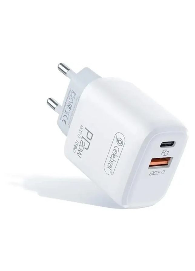 Мережевий зарядний пристрій C-H3 Type C+USB QC3.0 20W Charger White Celebrat (333031784)