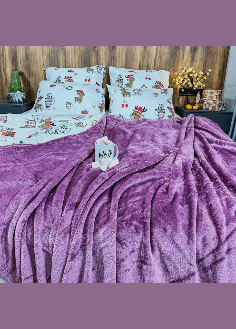 Плед микрофибра велсофт однотонный на диван полуторный 150х200 Беж (М-lel-001) No Brand (306633417)