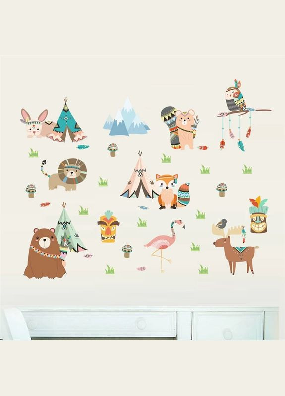 Наклейка в дитячий садочок для дітей Звірі індіанці (лист 60 х 90 см) Б216 No Brand (302242960)