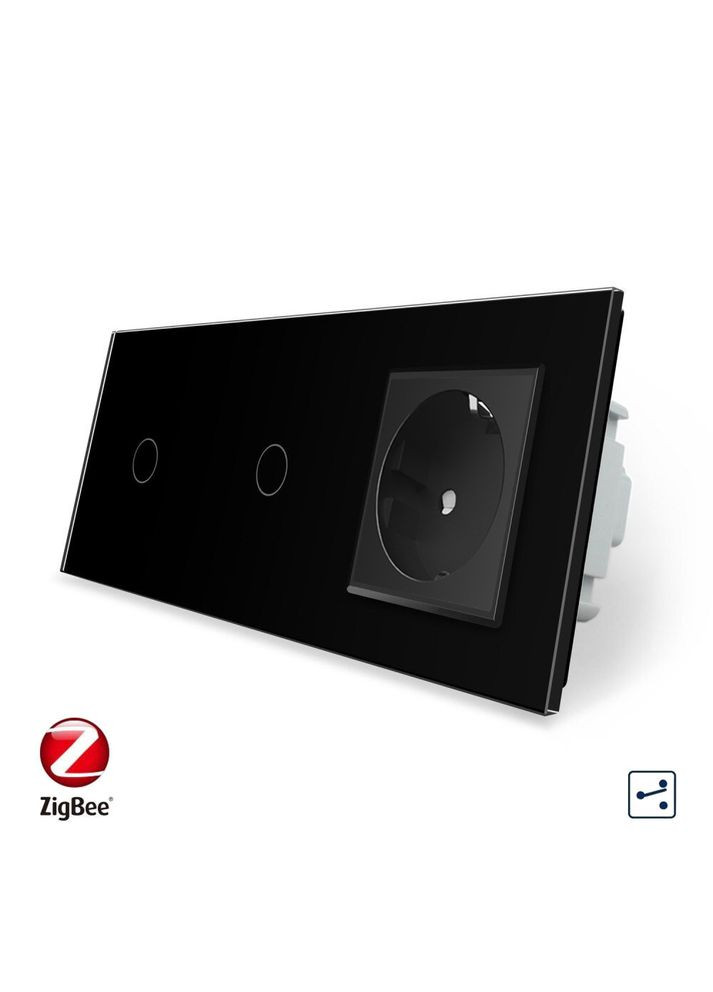 Умный сенсорный проходной/перекрестный выключатель 2 сенсора (1-1) 1 розетка стекло (VL-C701SZ/C701SZ/C7C1EU-12) Livolo (371777195)