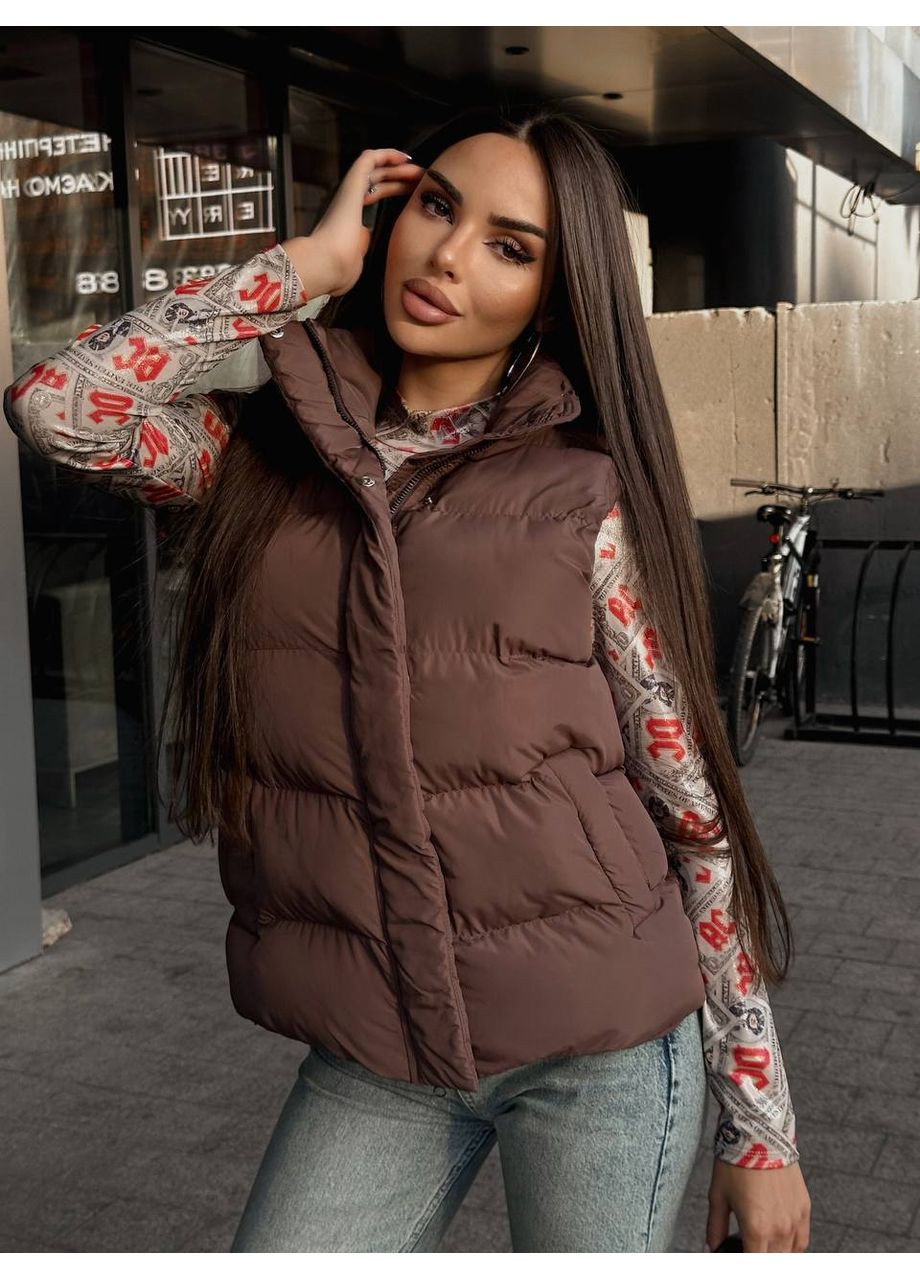 Жилетка женская молочная короткая 00417 No Brand (362571475)