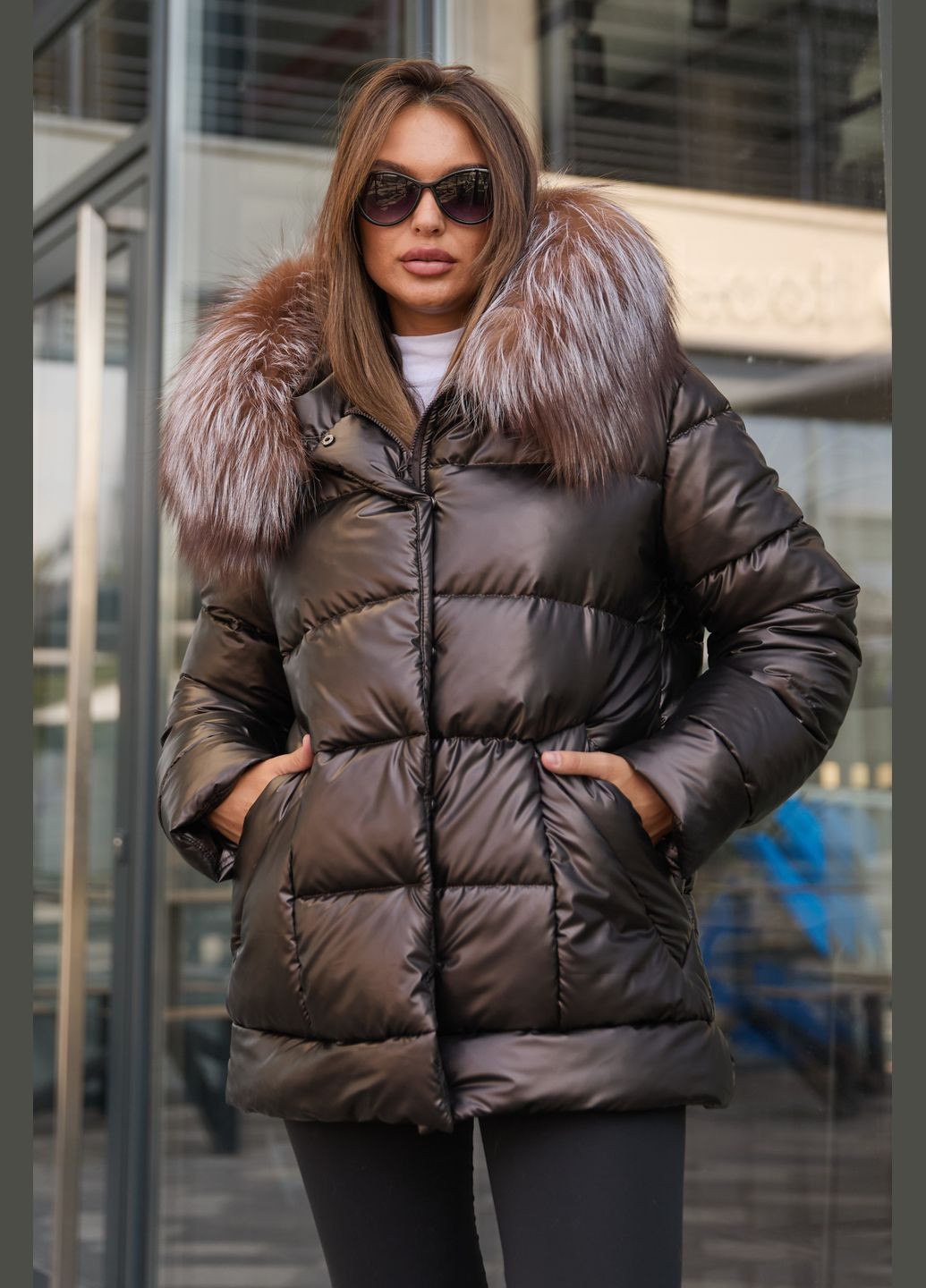 Темно-коричневая зимняя куртка MN