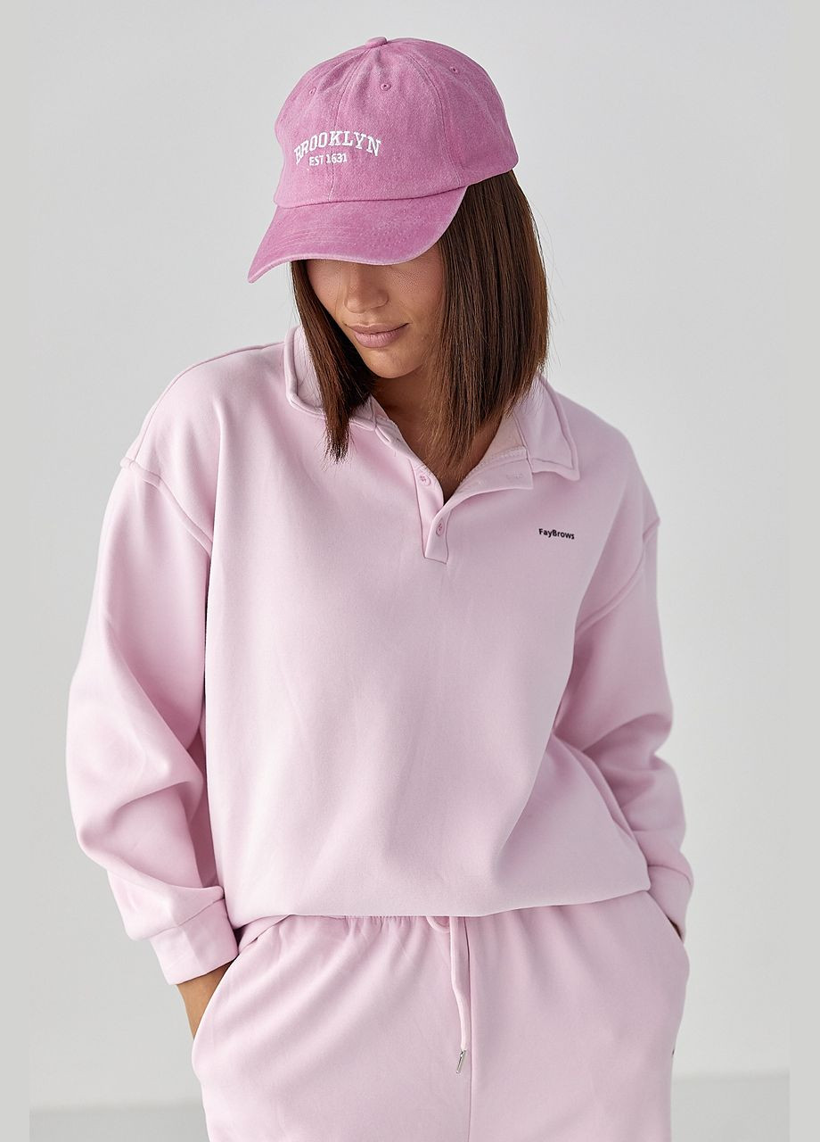 Теплый костюм со свитшотом-поло и прямыми брюками Lurex (346493787)