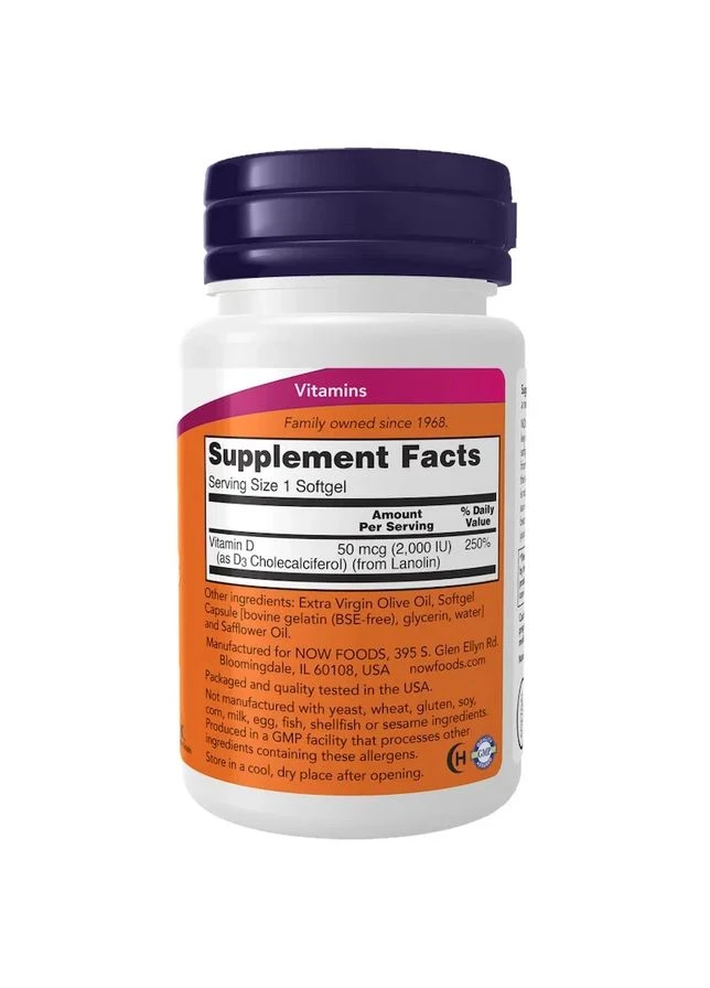 Вітамін Д3 Vitamin D-3 2000 МО 240 капсул Now Foods (361116118)