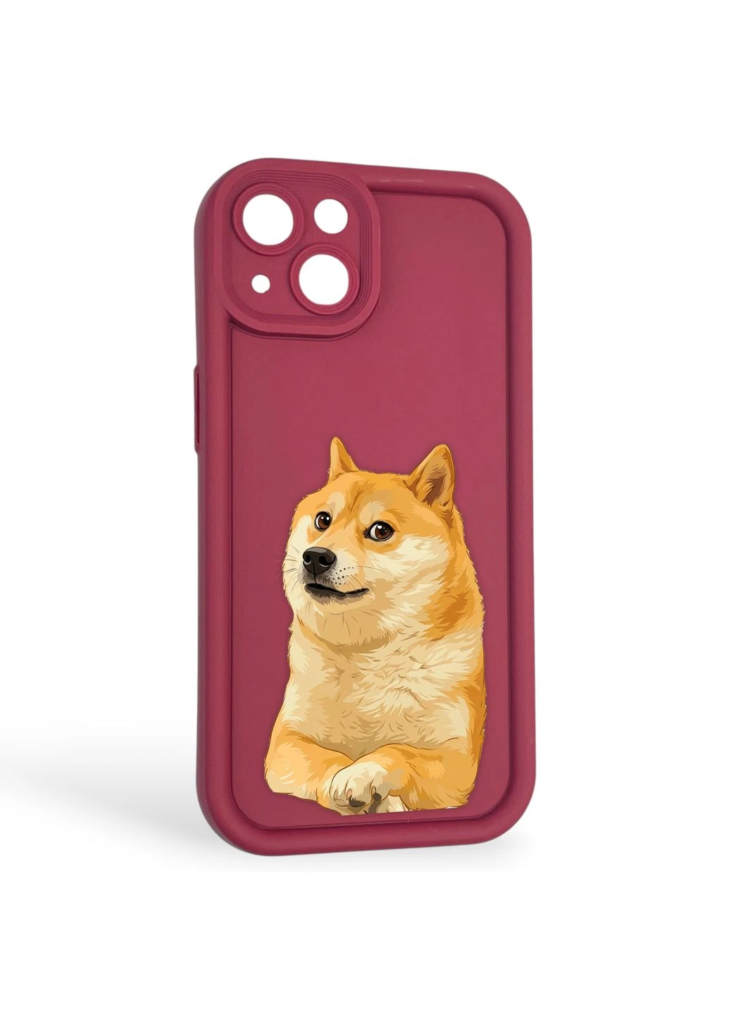 Чохол силіконовий оригінальний Soft Touch з 3D принтом мему сібу для iPhone 13 бордовий (Повний захист камери) Apple (378974686)