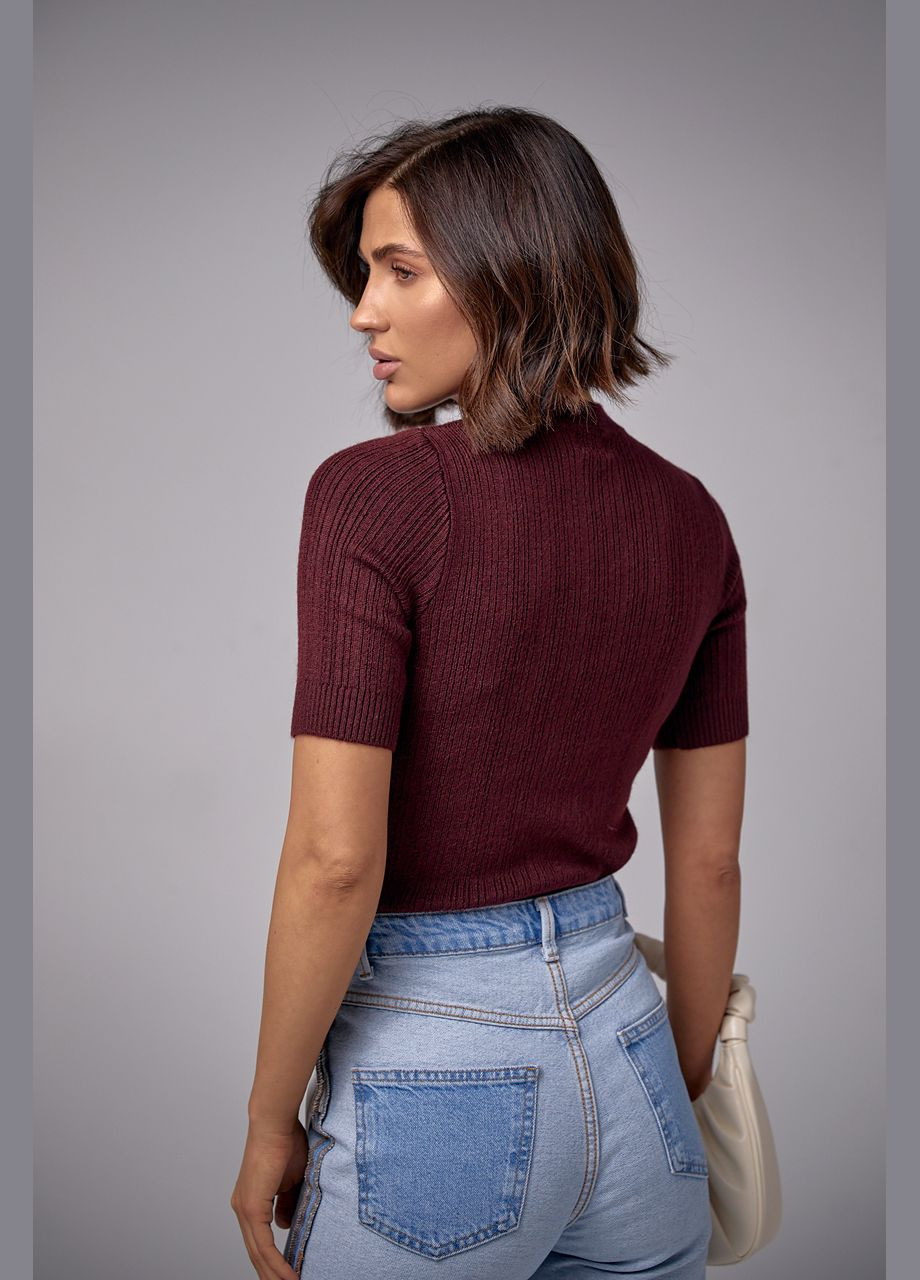 Фактурная вязаная футболка с брошью Liton - (296988271)