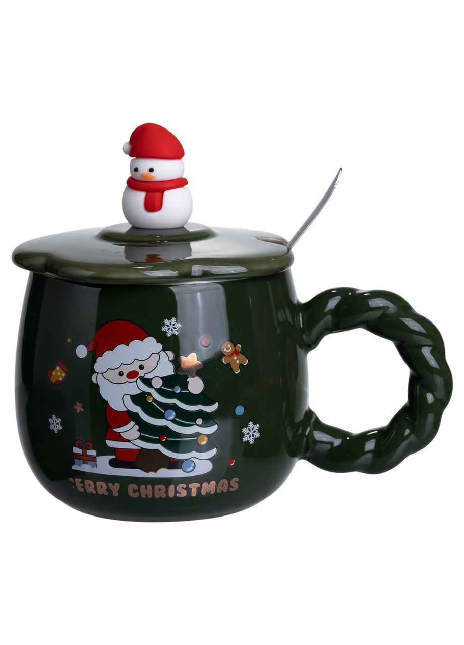 Новорічна порцелянова чашка «Зимова казка» з кришкою 400 мл FM-CS-20D Yiwu (370973865)