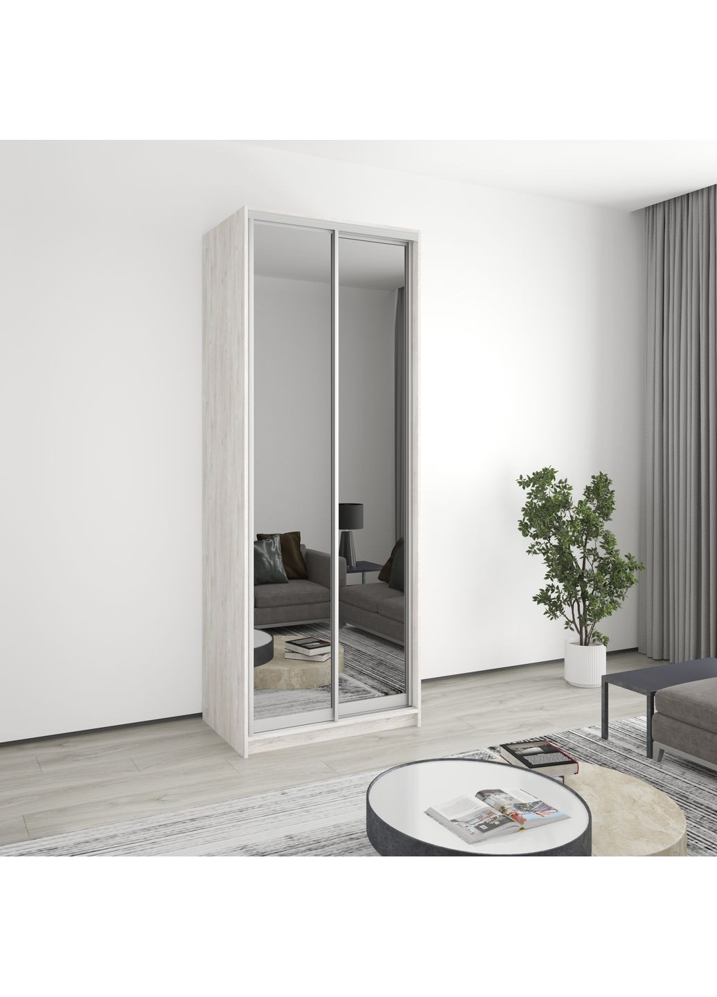 Шкаф-купе двухдверный Уни AL 2 Зеркала 90x45x240 см (MBS-4028) MebelStar (359449026)