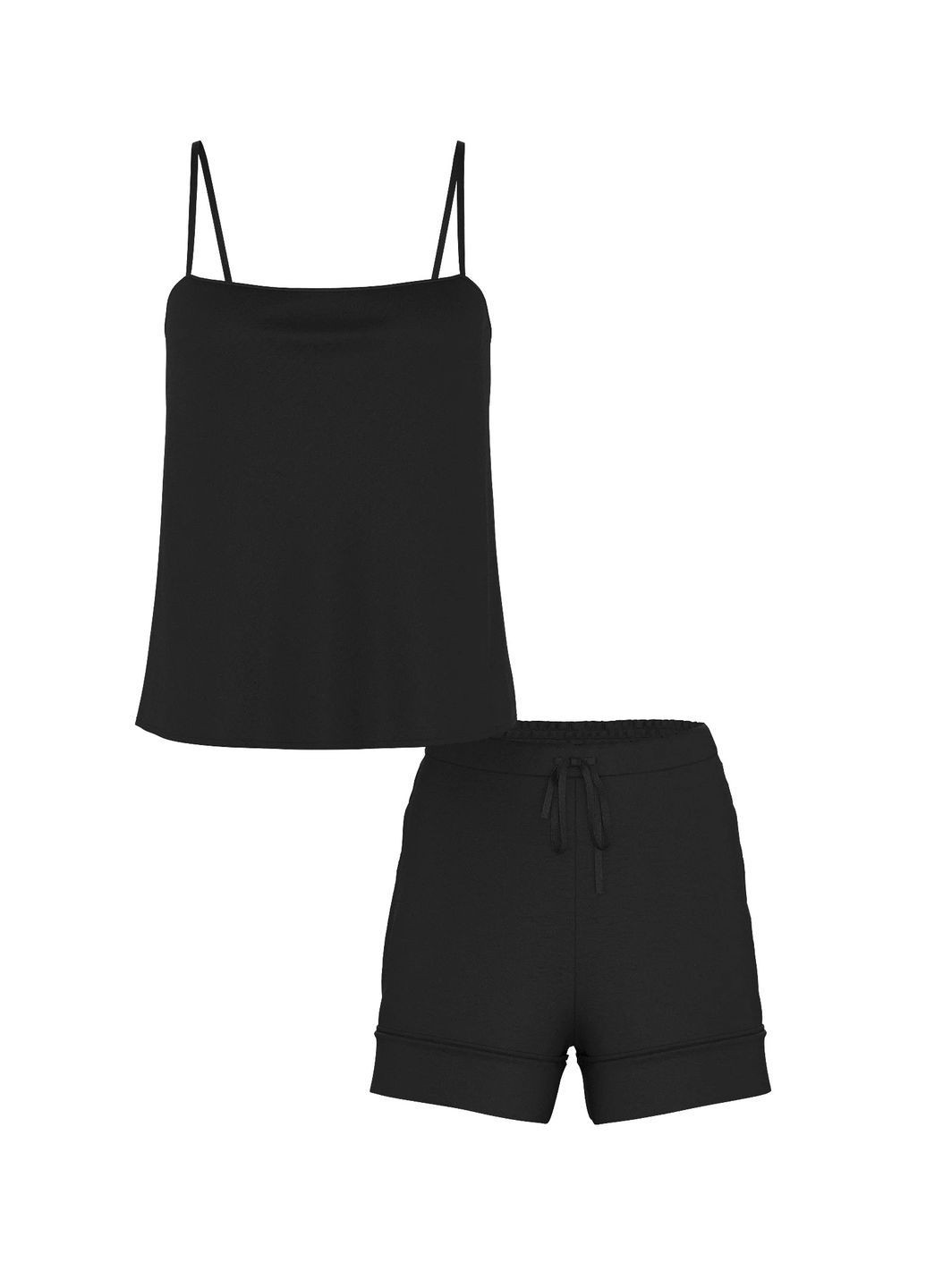 Чорний сатиновий комплект (топ та шорти) Victoria's Secret Luxe Satin Cami Set