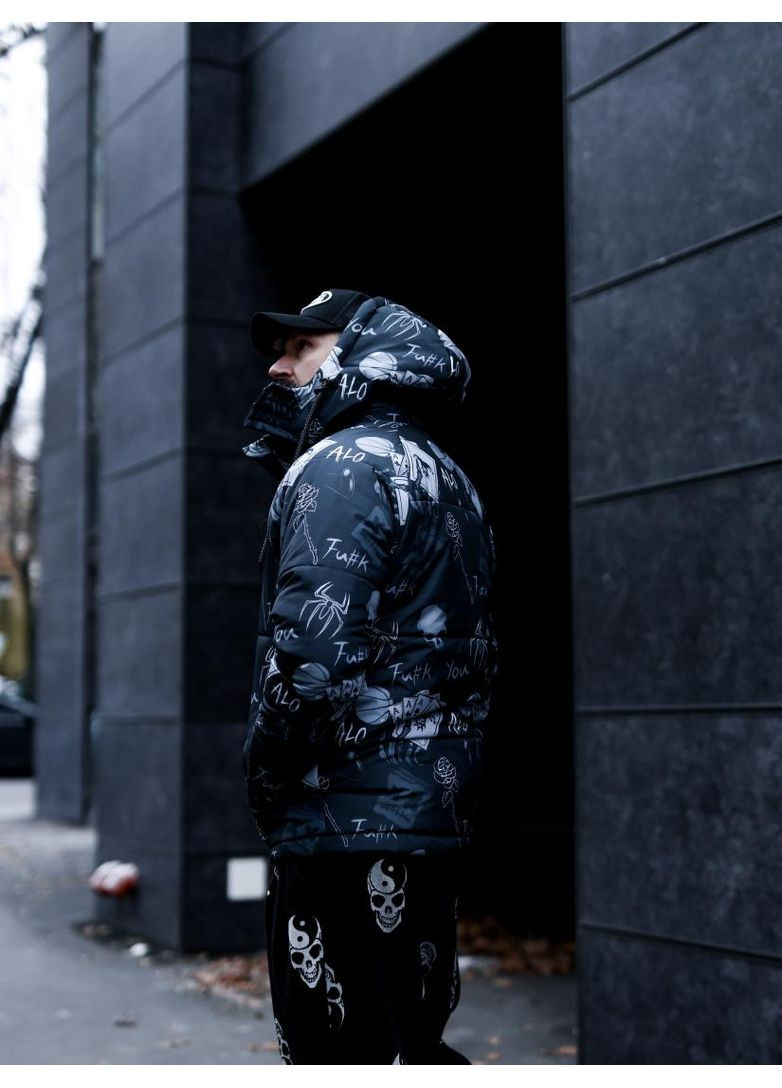 Комбинированная демисезонная куртка зимняя со съемным капюшоном мужская зима осень весна No Brand