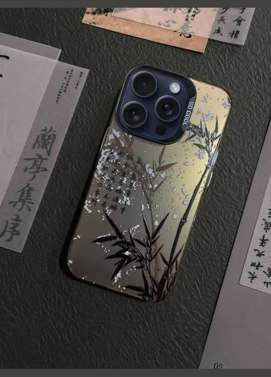 Чохол на Iphone 13 Pro матовий з бамбуковим візерунком, захисний, Чорний Apple (316151608)