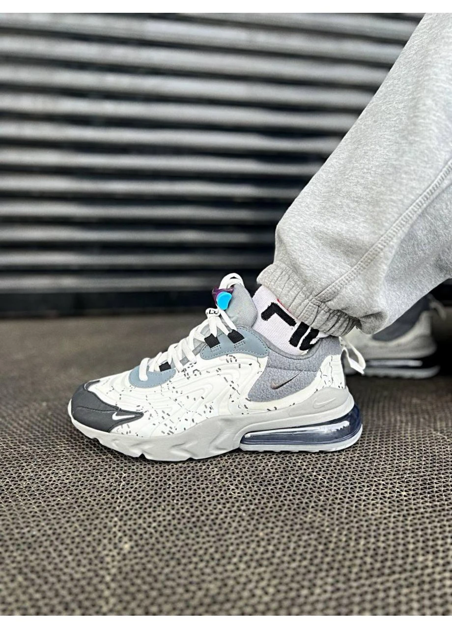 КРОССОВКИ ЖЕНСКИЕ NIKE AIR MAX 270 REACT SILVER X TRAVIS SCOTT CACTUS JACK НАЙК АИР МАКС 270 No Brand белые демисезоны (367175689)