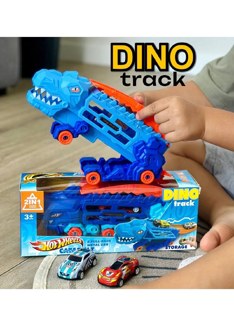 Трейлер – трансформер с механическим запуском машинок Dino Y2155A 2 инерционные машинки в наборе Fun Game (362666981)