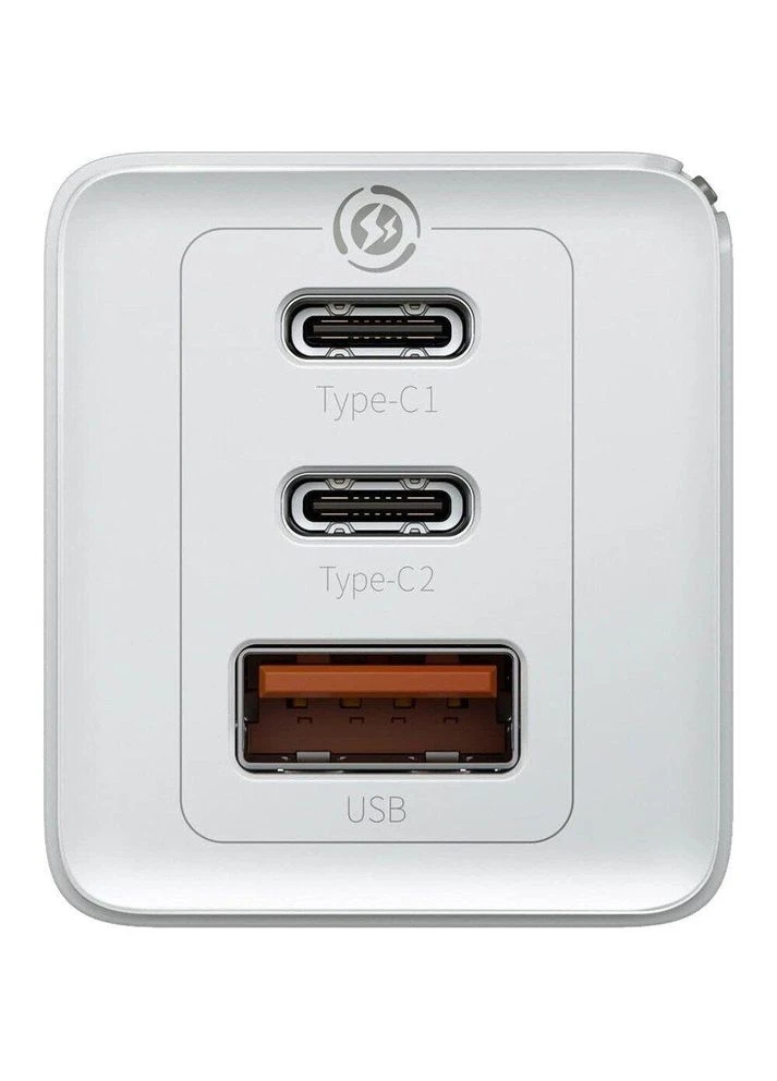 Зарядний пристрій для телефону з швидкою зарядкою GaN2 Lite |2Type-C/Type-A, 3A/65W, PD/QC| Білий (CCGAN2P-B02) Baseus (337352148)