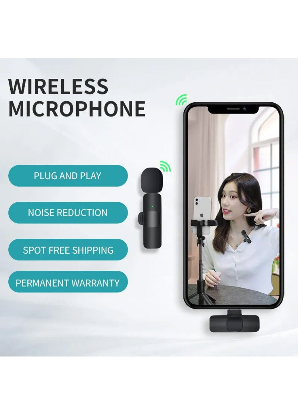 Микрофон петличный для телефона K9 Bluetooth 3in1 Lightning Epik (291880309)