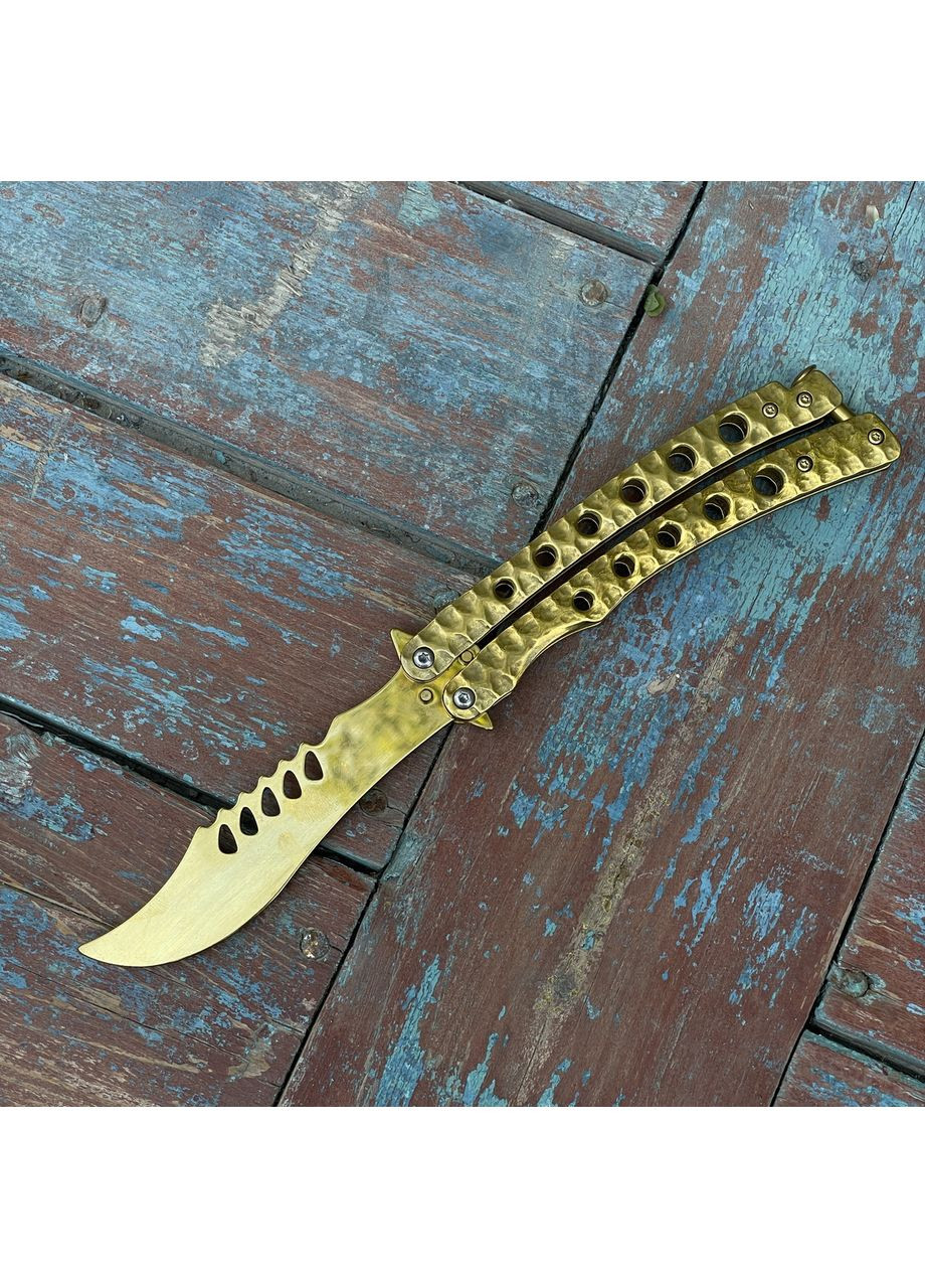 Нож бабочка изогнутая (Тренировочная) Gold No Brand (362044783)