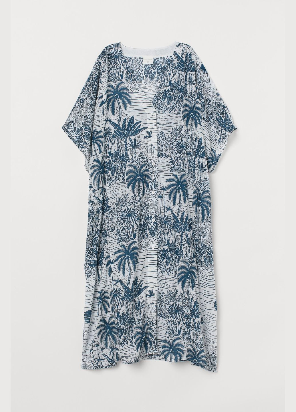 Белое платье-рубашка оверсайз H&M с цветочным принтом