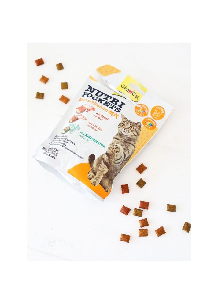 Вітамінні ласощі Nutri Pockets для котів для зміцнення імунітету мультивітамін мікс 150 г GimCat (355257484)