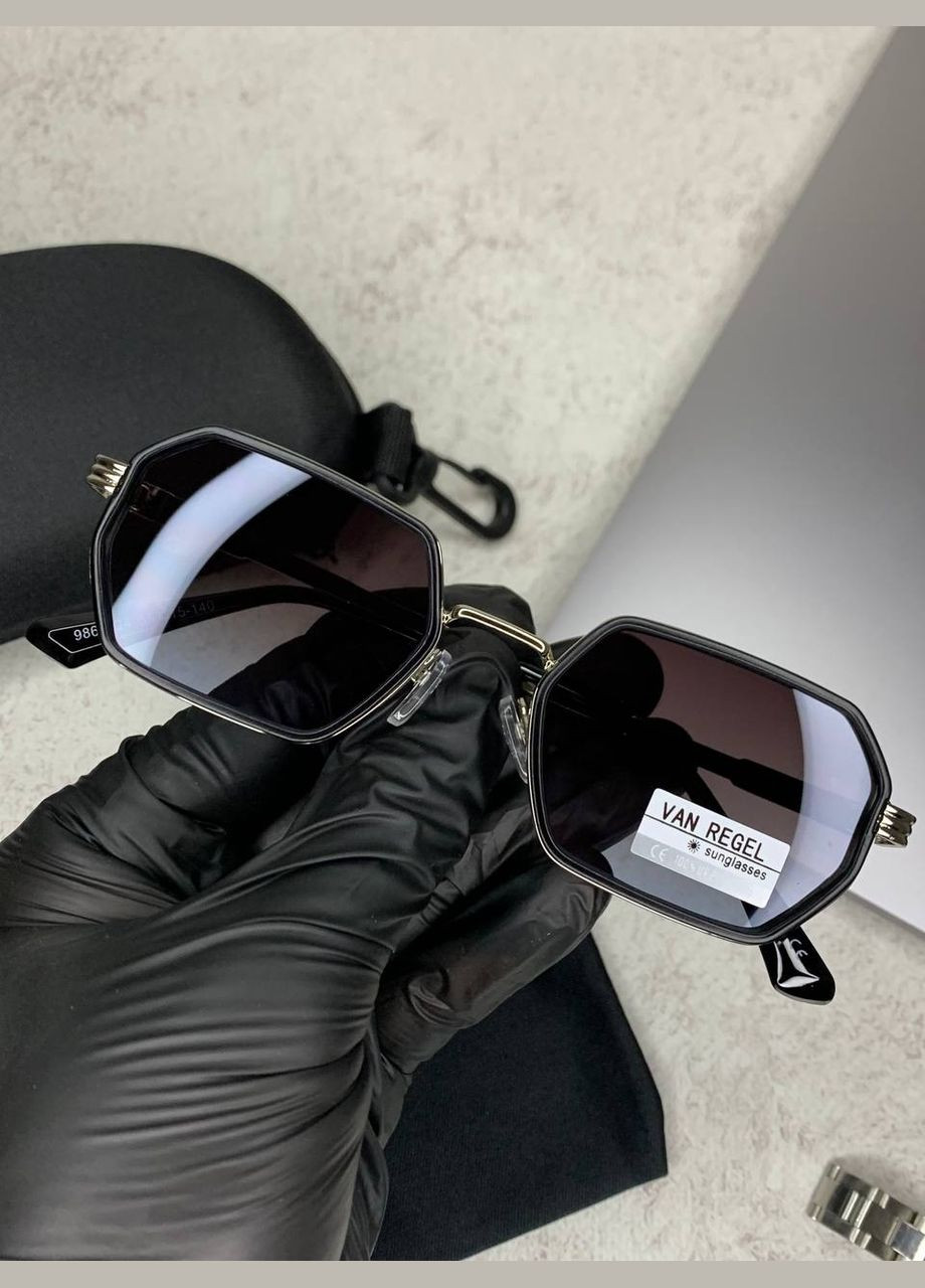 Сонцезахисні окуляри унісекс з поляризацією та UV-захистом, стильні окуляри в чорно-срібній оправі No Brand (345702284)
