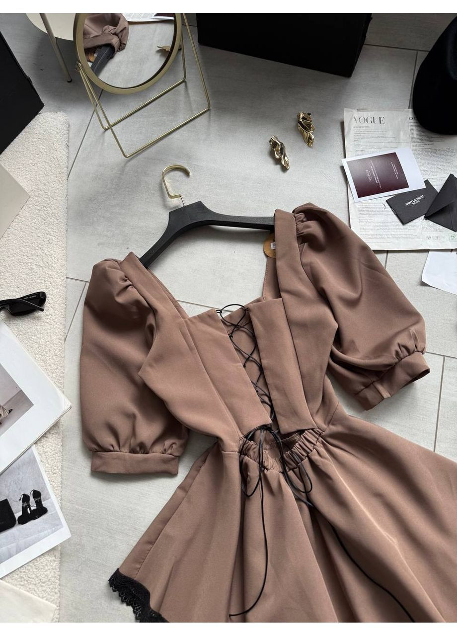 Темно-бежевое праздничный стильное платье-комбинезон No Brand