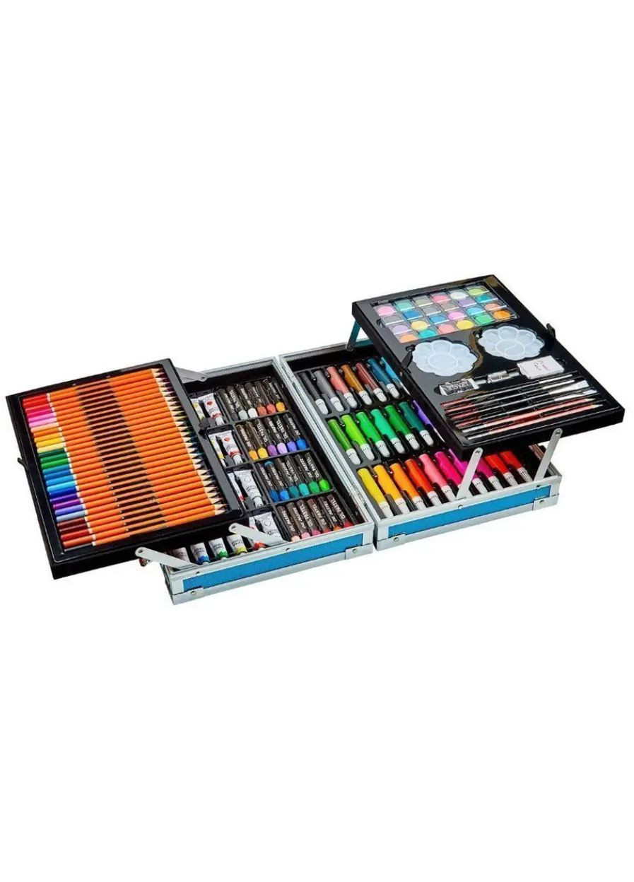 Набор для детского творчества и рисования 145 предметов юный художник в чемодане голубой (1756375690) No Brand (335237582)