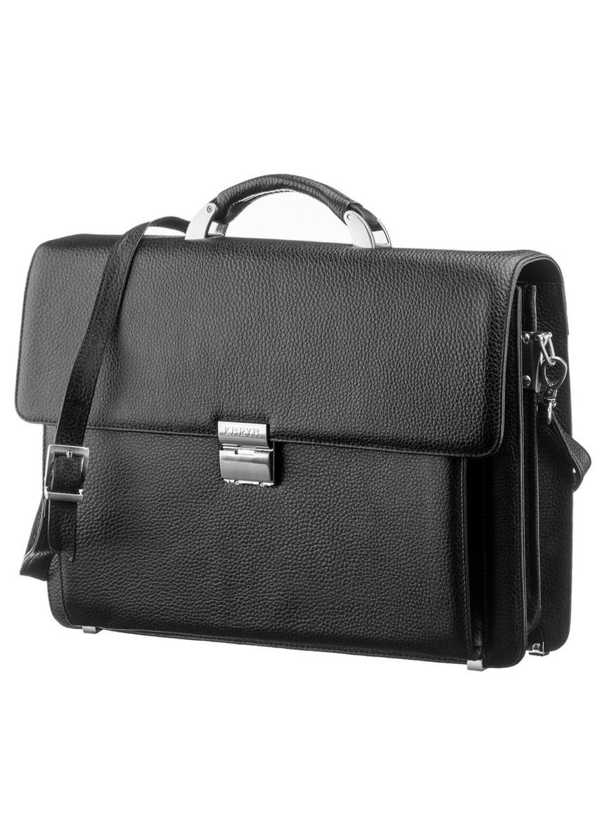 Портфель чоловічий 17221 шкіряний Чорний флотар Karya (315342742)