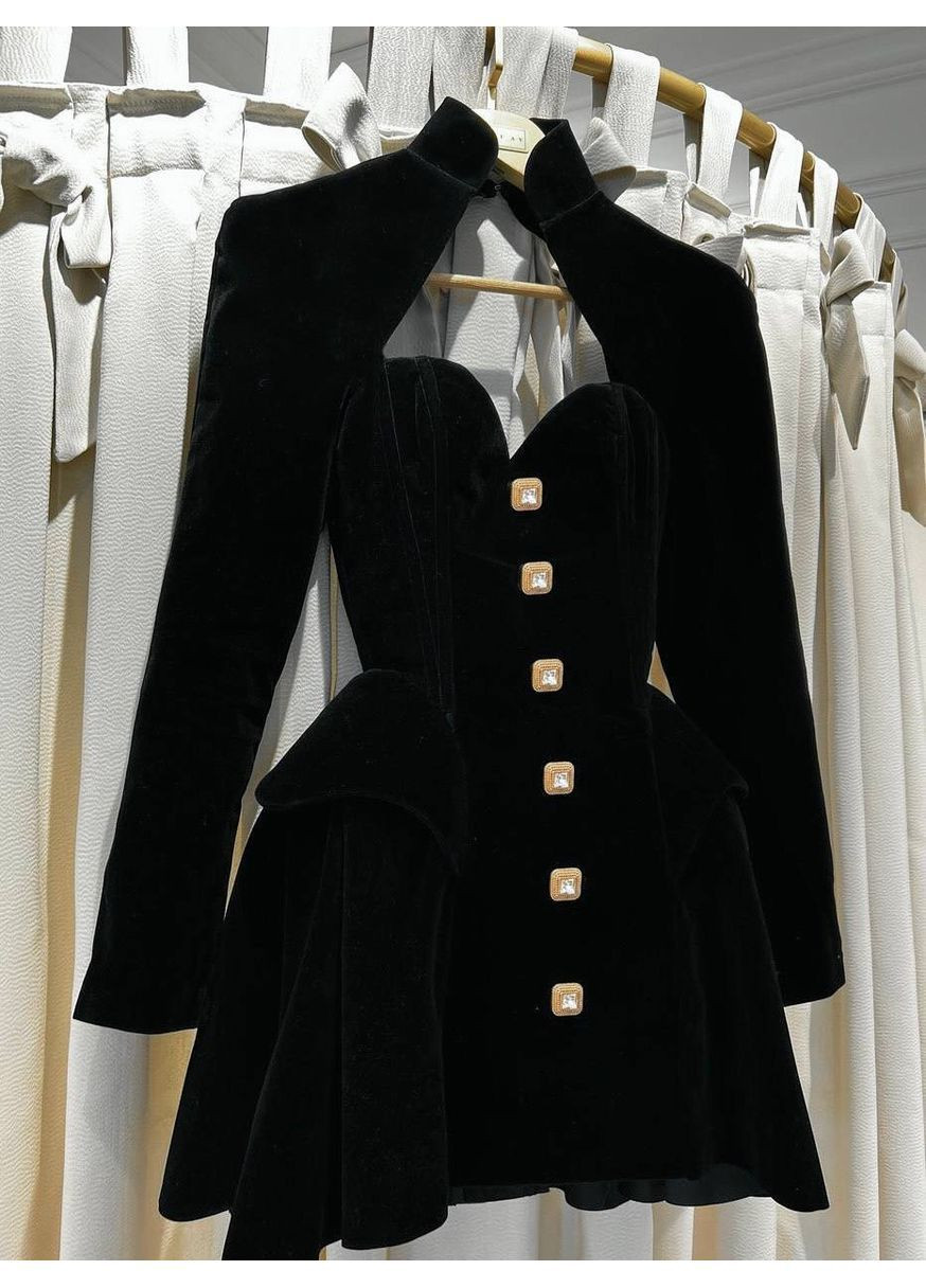 Черное платье женское красного цвета No Brand