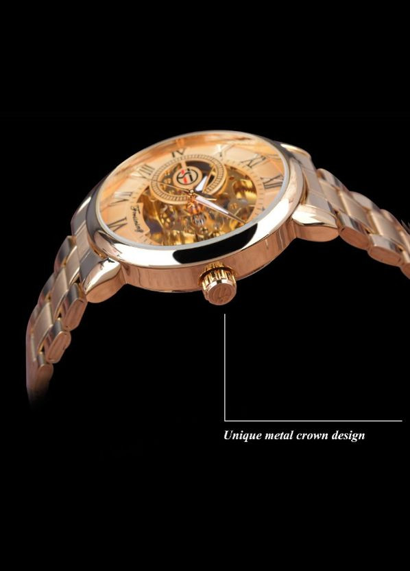 Мужские механические часы наручные Forsining Skeleton S838-2, Винер скелетон Золото с желтым. Winner (362475471)