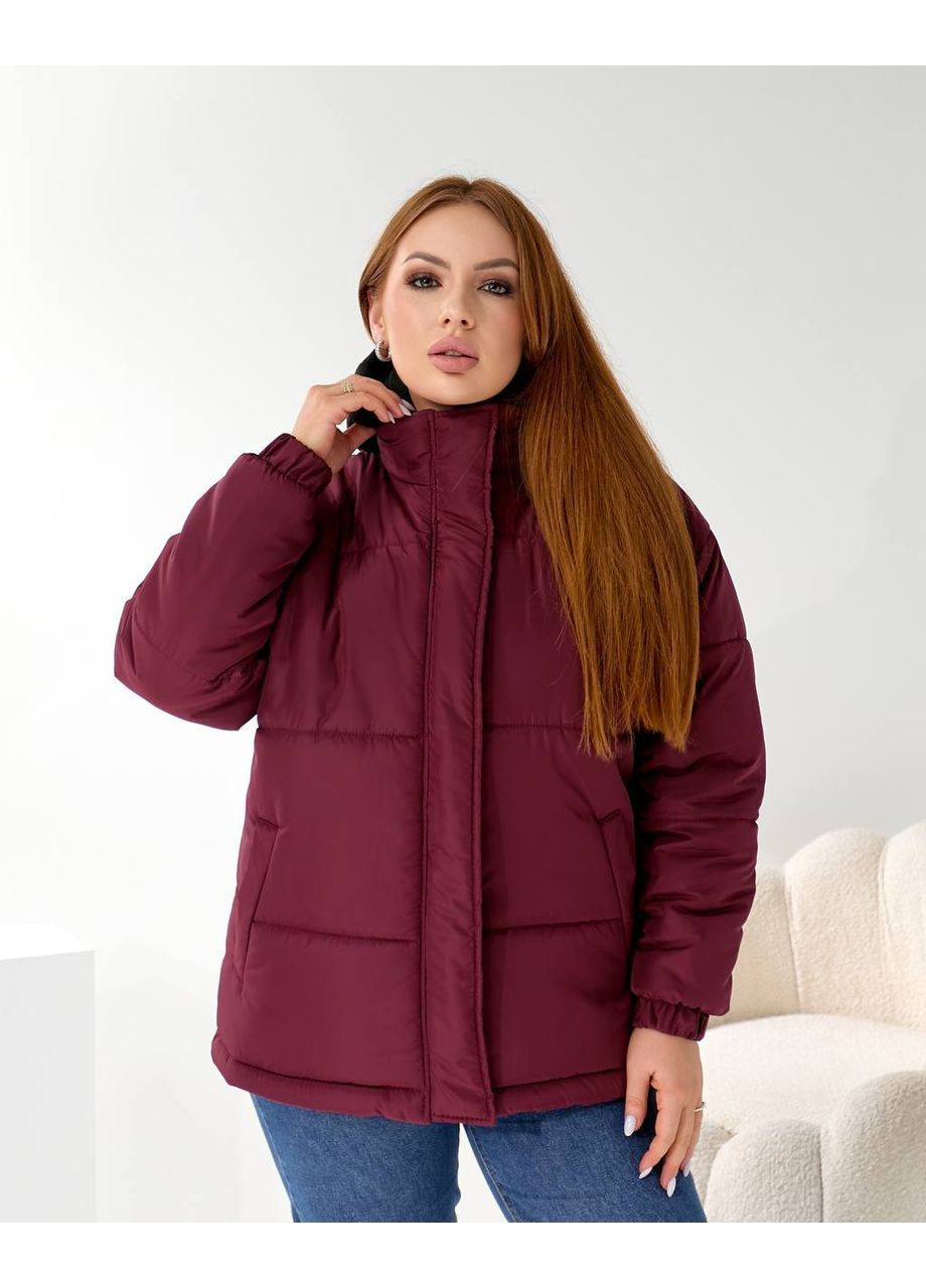 Бордова зимня куртка жіноча зимова з імітацією толстовки Nositi 4091-15Ns