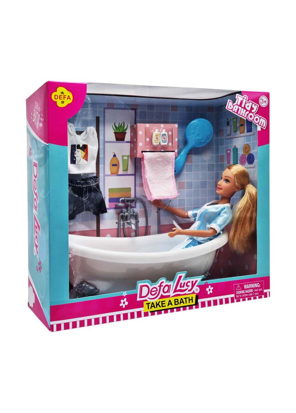 Дитяча лялька з ванною 8444 рушник гребінець одяг Defa (292555949)