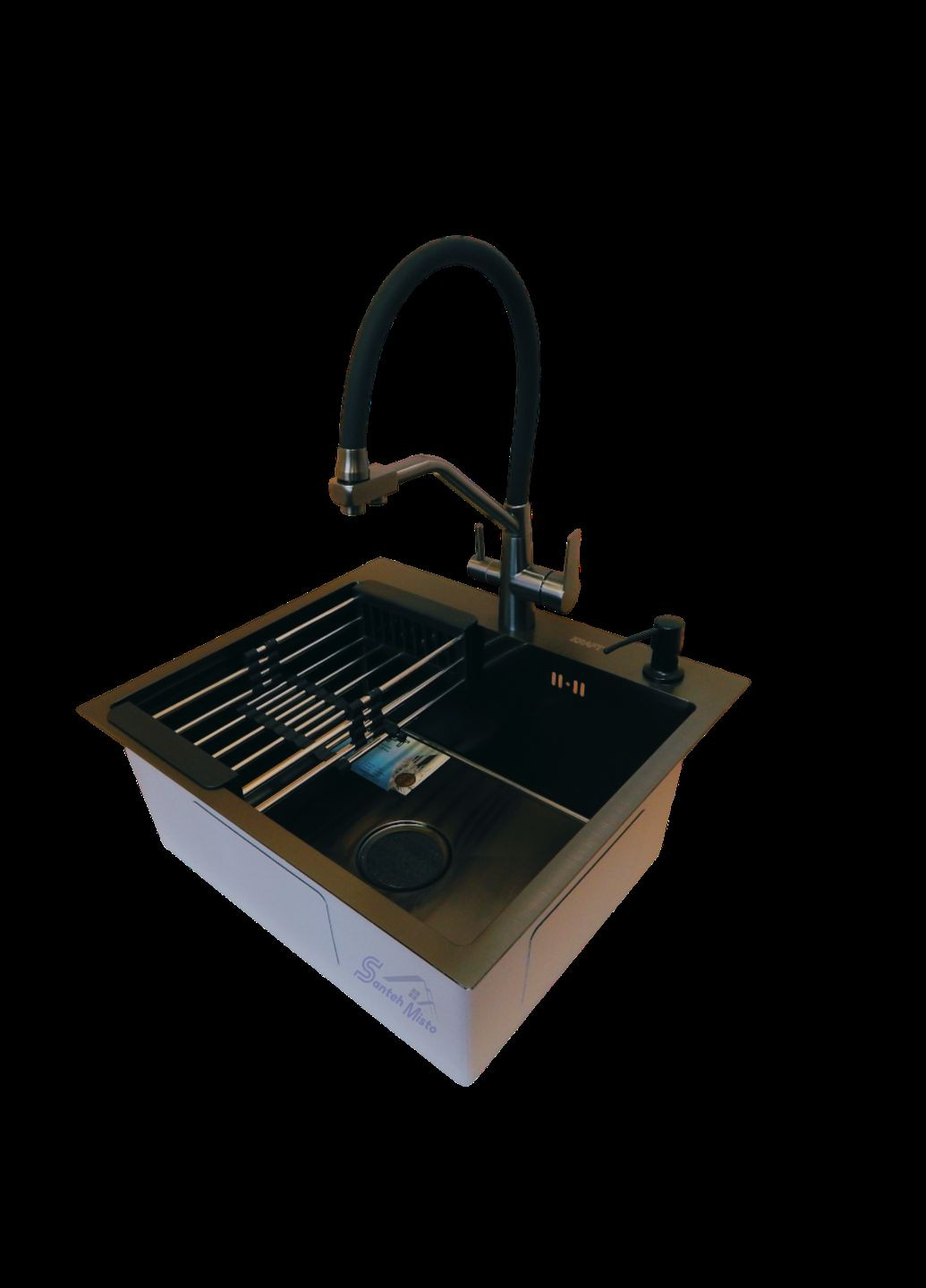 Кухонная мойка 4-в-1 (комплект) черная HS 540Х480 NANO BLACK PVD (3.0/1.0 мм) Kraft (347324529)